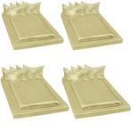 tectake 4 Beddengoedsets satijn 150x200cm 6-delig - groen, Huis en Inrichting, Verzenden, Nieuw