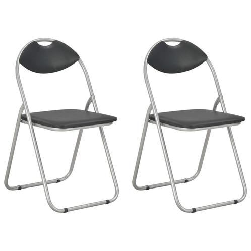 vidaXL Eetkamerstoelen inklapbaar 2 st kunstleer zwart, Huis en Inrichting, Stoelen, Nieuw, Verzenden