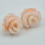 Koraal - Zilver, Verguld - Oorbellen - Roze in koraalroze, Verzamelen, Mineralen en Fossielen