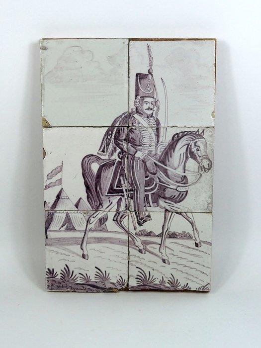 Tegel - 1750-1800, 1800-1850 - Mangaan-tegelpaneel, Antiek en Kunst, Antiek | Meubels | Stoelen en Sofa's