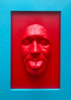 Gregos (1972) - Small red mockery on red background-blue, Antiek en Kunst, Kunst | Schilderijen | Modern