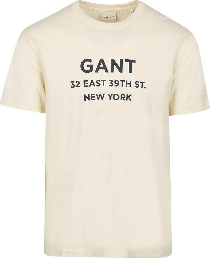 Gant T-shirt Graphic Logo Ecru maat Maat 52/54 (L) Heren, Kleding | Heren, T-shirts, Nieuw, Maat 52/54 (L), Verzenden
