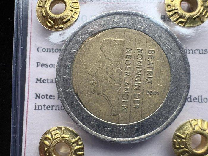 Nederland. 2 Euro 2001 Godronatura su legenda in incuso, Timbres & Monnaies, Monnaies | Europe | Monnaies euro
