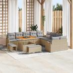 vidaXL 13-delige tuinbankset met kussens in beige poly, Verzenden, Nieuw