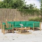 vidaXL 7-delige Loungeset met kussens bamboe groen, Tuin en Terras, Verzenden, Nieuw, Loungeset