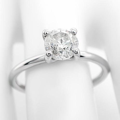 Zonder Minimumprijs - Ring - 14 karaat Witgoud -  1.02ct., Handtassen en Accessoires, Ringen