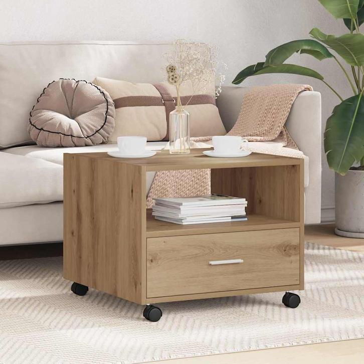 vidaXL Salontafel met lade Artisan Eiken 55 x 55 x 45cm, Huis en Inrichting, Tafels | Salontafels, Nieuw, Verzenden