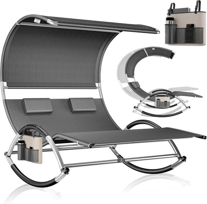 KESSER® Ligbed met zonnedak - Schommelstoel - Antraciet •, Huis en Inrichting, Woonaccessoires | Overige, Verzenden