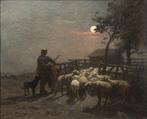 Jules Hereau (1839-1880) - Rentrée du troupeau le soir, Antiek en Kunst, Kunst | Schilderijen | Klassiek