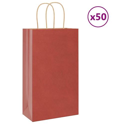 vidaXL Papieren zakken 50 st met hengsels 21x11x36 cm rood, Diversen, Cadeauverpakkingen, Nieuw, Verzenden