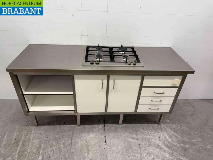 Armoire de travail en acier inoxydable avec réchaud 4 feux, Zakelijke goederen, Horeca | Overige, Verzenden