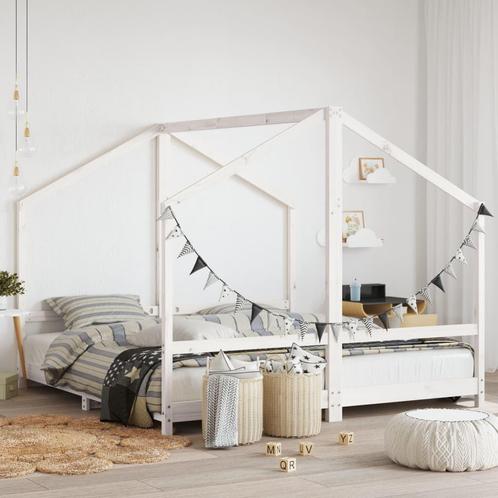 vidaXL Kinderbedframe 2x(90x190) cm massief grenenhout wit, Kinderen en Baby's, Kinderkamer | Bedden, Nieuw, Verzenden