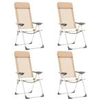 vidaXL Campingstoelen 4 st inklapbaar aluminium crèmewit, Caravans en Kamperen, Verzenden, Nieuw