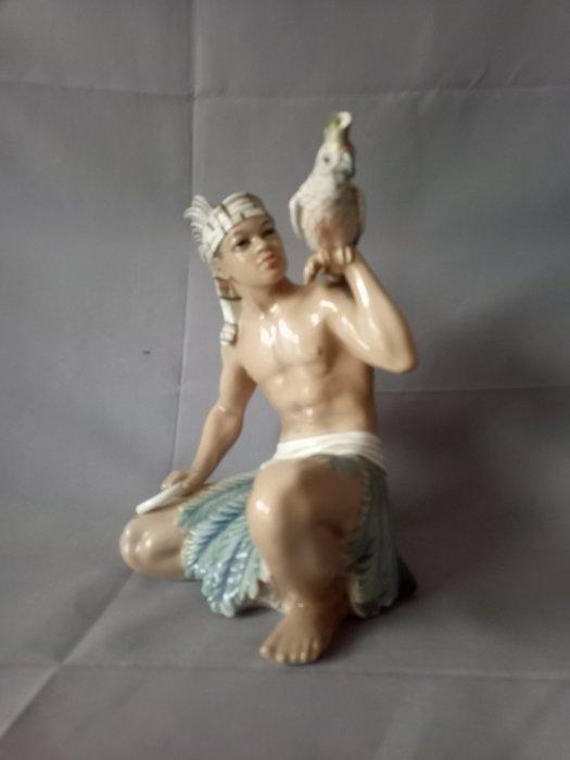 Dahl-Jensen. - Figure - Sudanese man with cockatoo, model, Antiquités & Art, Antiquités | Verre & Cristal