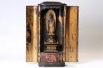 Amida Buddha  Statue with Zushi Altar Cabinet - Hout -, Antiek en Kunst, Antiek | Overige Antiek