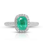 Ring - 18 karaat Witgoud -  2.10ct. tw. Smaragd - Diamant