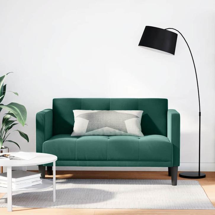 vidaXL Loveseat bank donkergroen 111 cm fluweel, Huis en Inrichting, Zetels | Zetels, Nieuw, Verzenden