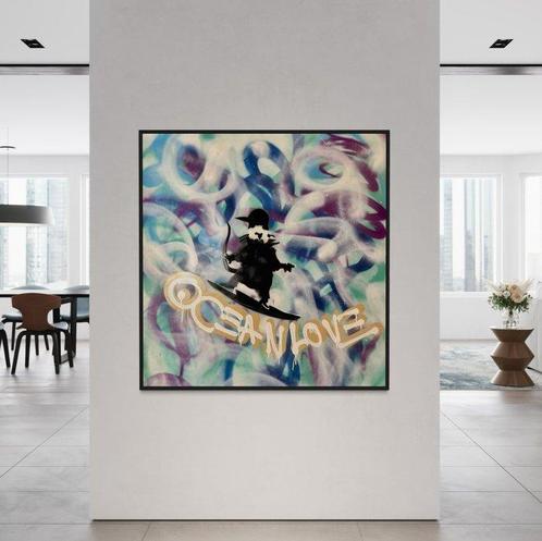 Timo Wedell (1994) - Safe the Ocean Like Banksy - XL · No, Antiek en Kunst, Kunst | Schilderijen | Modern