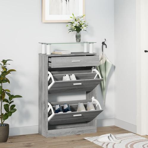 vidaXL Schoenenkast 63x24x104 cm bewerkt hout grijs sonoma, Huis en Inrichting, Kasten | Schoenenkasten, Nieuw, Verzenden