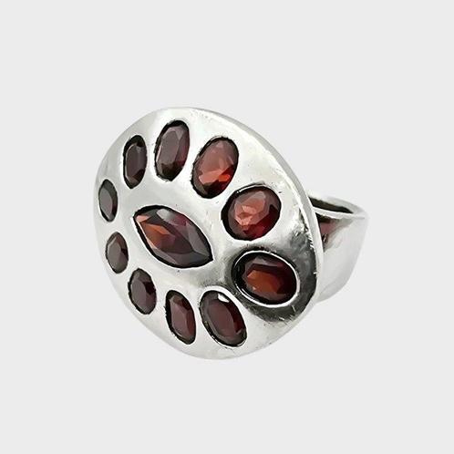 Zonder Minimumprijs - Ring Zilver - Granaat, Handtassen en Accessoires, Ringen