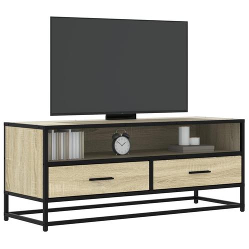 vidaXL Tv-meubel 100x34,5x40cm bewerkt hout metaal sonoma, Huis en Inrichting, Kasten |Televisiemeubels, Nieuw, Verzenden