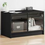 vidaXL Meuble TV avec portes en verre noir 68x37x42 cm, Maison & Meubles, Armoires | Mobilier de télévision, Verzenden, Neuf