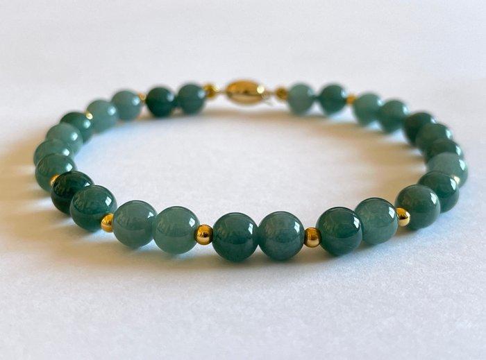 Donkergroene jadeïet (A) - 18 karaat (750) goud - Armband, Antiek en Kunst, Kunst | Designobjecten