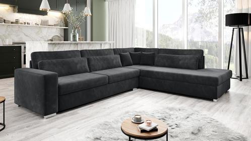 Hoekbank - Donkergrijs - Velvet - Banken - Zetels - Sofa, Huis en Inrichting, Zetels | Complete zithoeken, Nieuw, Verzenden