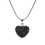 Fako Bijoux® - Ketting - Disco Dots - Hart - Zwart, Verzenden, Nieuw