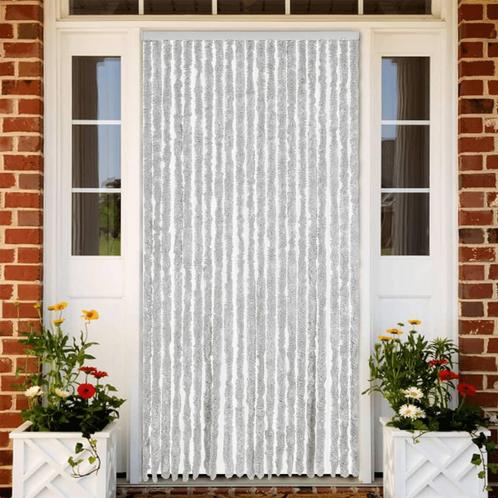 vidaXL Vliegengordijn 90x200 cm chenille grijs, Doe-het-zelf en Bouw, Deuren en Vliegenramen, Nieuw, Verzenden
