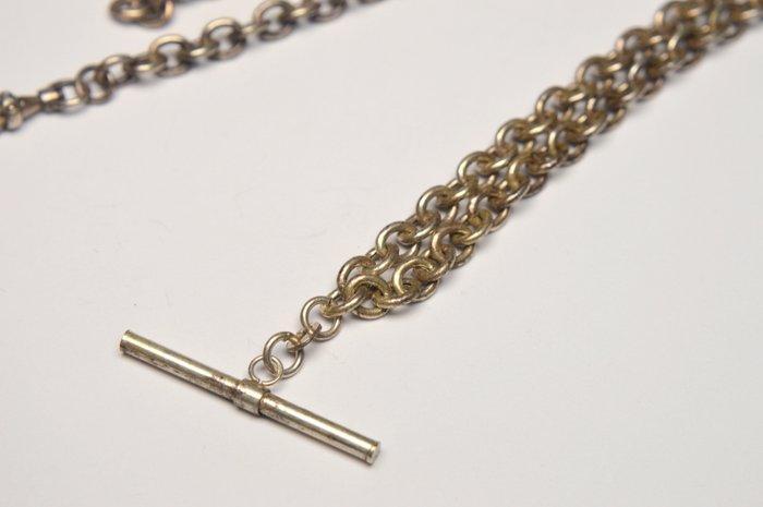 800 Zilver - Ketting - horlogeketting met veer, Handtassen en Accessoires, Horloges | Heren