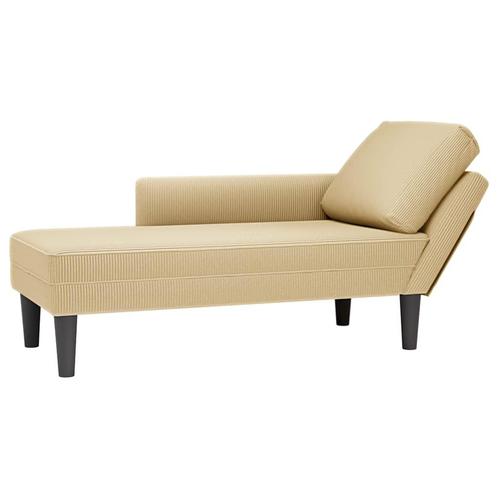 vidaXL Chaise longue met kussen corduroy stof lichtgroen, Huis en Inrichting, Zetels | Zetels en Chaises Longues, Nieuw, Verzenden