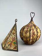 Plafondlamp (2) - Leder, IJzer - Paar etnische lampenkappen