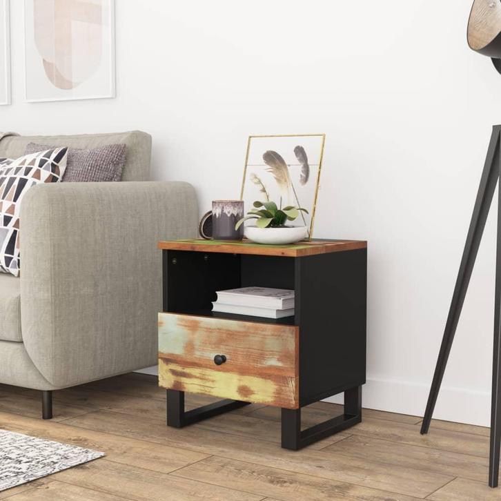 vidaXL Nachtkastje massief gerecycled hout en bewerkt hout, Huis en Inrichting, Slaapkamer | Nachtkastjes, Nieuw, Verzenden