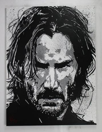 John Wick - Keanu Reeves - handpainted and signed - by