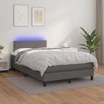 vidaXL Boxspring met matras en LED kunstleer grijs 120x200, Verzenden, Nieuw
