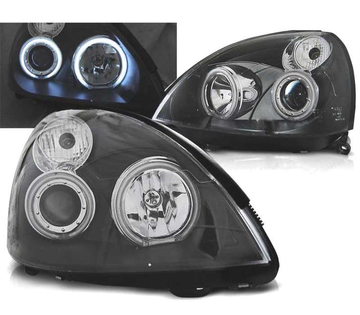 PHARES POUR RENAULT CLIO 01-05 ANGEL EYES CCFL FOND NOIR, Auto-onderdelen, Verlichting, Verzenden
