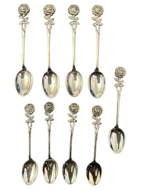 Antique Swedish Silver Coffee Spoons – 9 pcs – early 1900s -, Antiek en Kunst, Antiek | Zilver en Goud