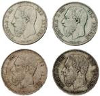 België. Leopold II (1865-1909). 5 Francs 1868/1876 (4 stuks)