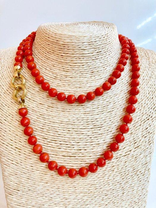 Halsketting - 18 karaat Geel goud Koraal, Handtassen en Accessoires, Kettingen