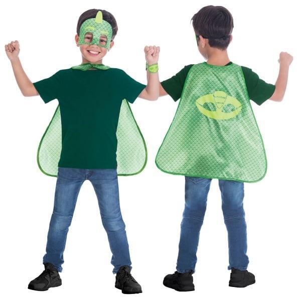 Kind Kostuum PJ Masks Gekko Cape Sett 4/8 jaar, Kinderen en Baby's, Carnavalskleding en Verkleedspullen, Nieuw, Verzenden