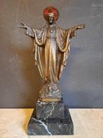 Beeld, Heilig Hart op Marmer Sokkel - 23 cm - Brons, Marmer