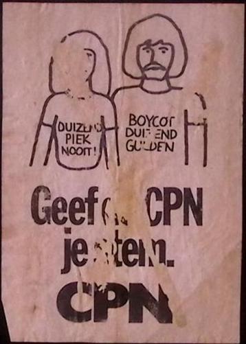 Poster met oproep tot stemmen voor de CPN (lijst optie) beschikbaar voor biedingen