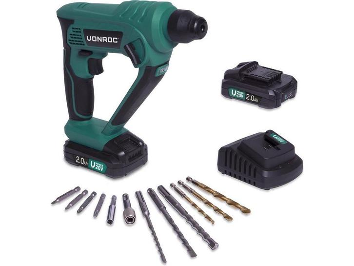 VONROC RH501DC - Accu boorhamer - 20V 2x 2.0Ah accus 1.3, Huis en Inrichting, Woonaccessoires | Overige, Nieuw, Verzenden