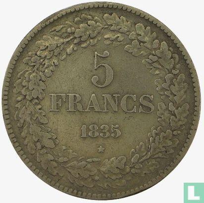 België 5 francs 1835, Timbres & Monnaies, Monnaies | Belgique, Envoi