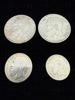 België. Leopold II. 1867/1887, lot 4 pièces en argent