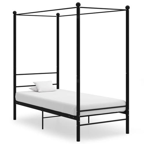 vidaXL Cadre de lit à baldaquin Noir Métal 90x200 cm, Huis en Inrichting, Slaapkamer | Bedden, Verzenden