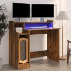 vidaXL Bureau met LED-verlichting 97x45x90 cm hout gerookt, Huis en Inrichting, Bureaus, Verzenden, Nieuw