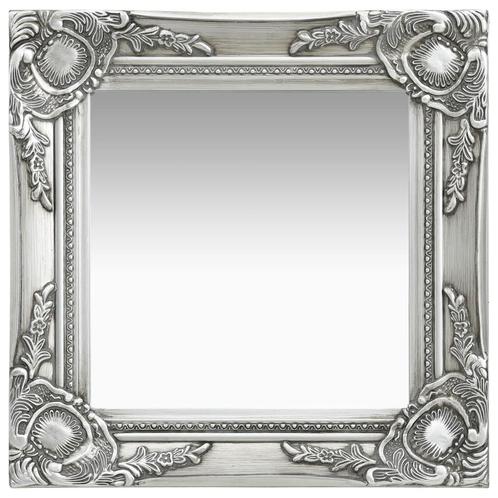 vidaXL Wandspiegel barok stijl 40x40 cm zilverkleurig, Huis en Inrichting, Woonaccessoires | Spiegels, Nieuw, Verzenden