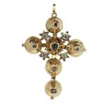 Hanger - 18 karaat Geel goud - Diamant - Kruis, Antiek anno, Handtassen en Accessoires